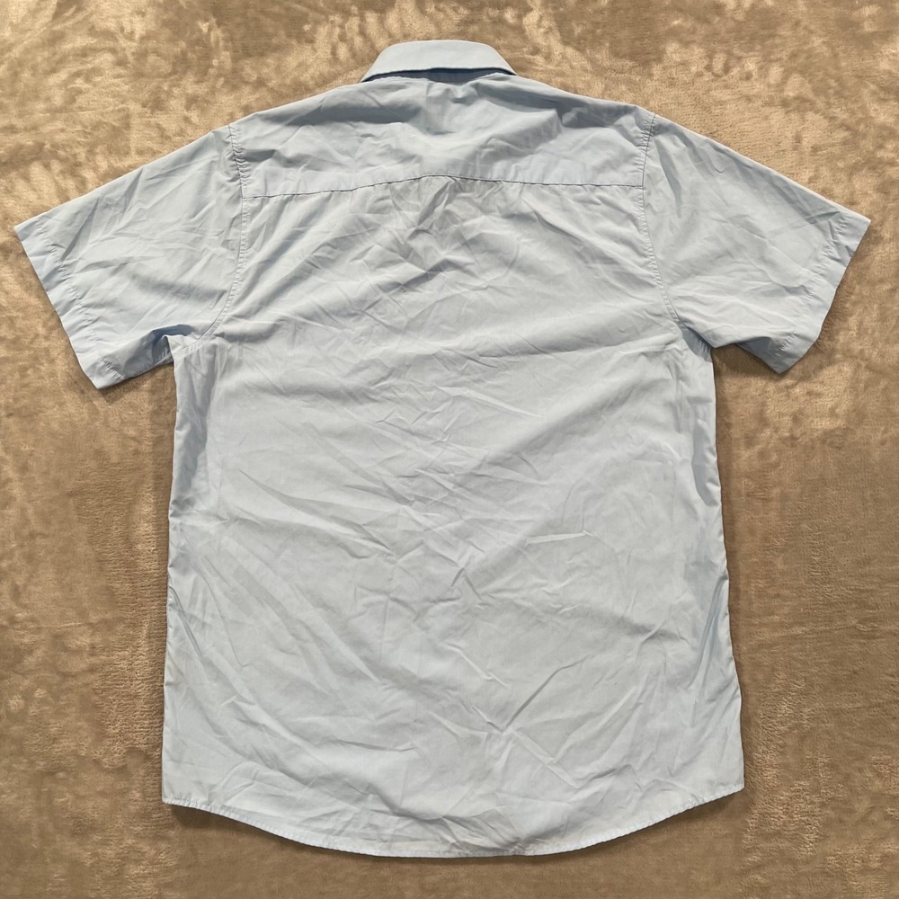 Dixxon Shirt Mens Medium Blue Performance Bamboo Button Up D Lux Short Sleeve - Picture 5 of 8